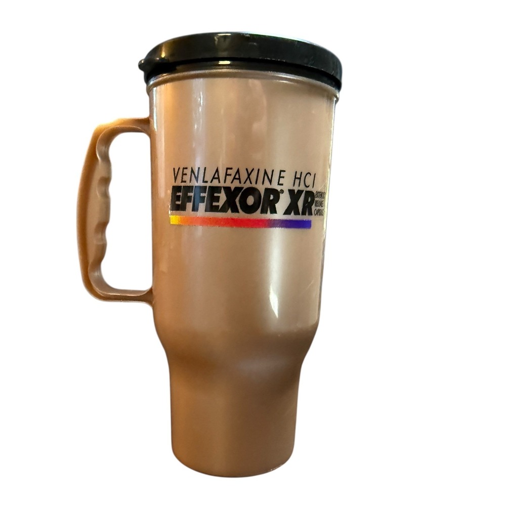 Effexor XR Travel Mug‎ Drug Rep Pharmaceutical Promo Advertising Plastic Lid